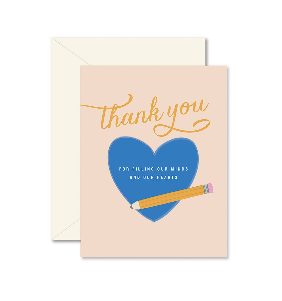 Thank you for Filling Our mind and our Hearts Teacher Greeting Card with coordinating envelope by Ginger P. Designs.