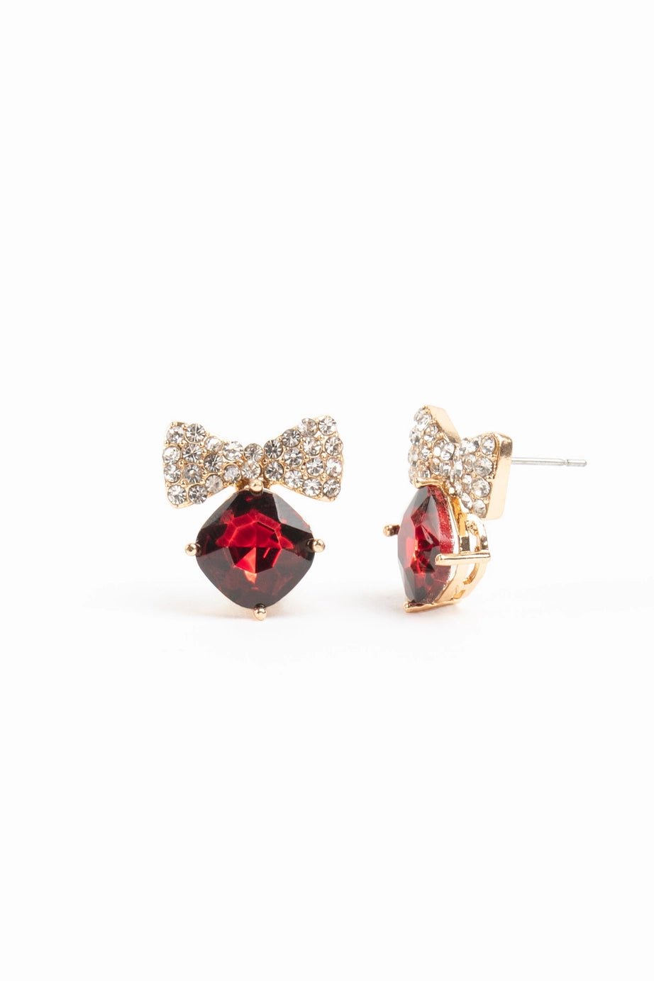 Another view of Ruby Bow Tie Boxed Post Earrings by Violet & Brooks – Crystal Bow Stud Earrings