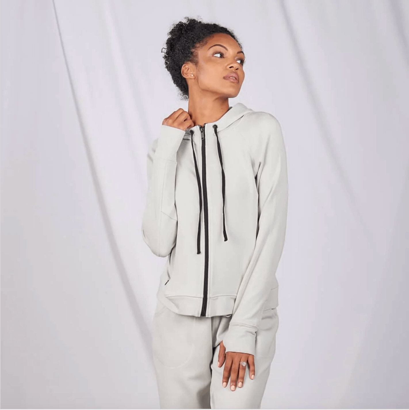 Bamboo Active Hoodie - Fog | Sudha's Emporium