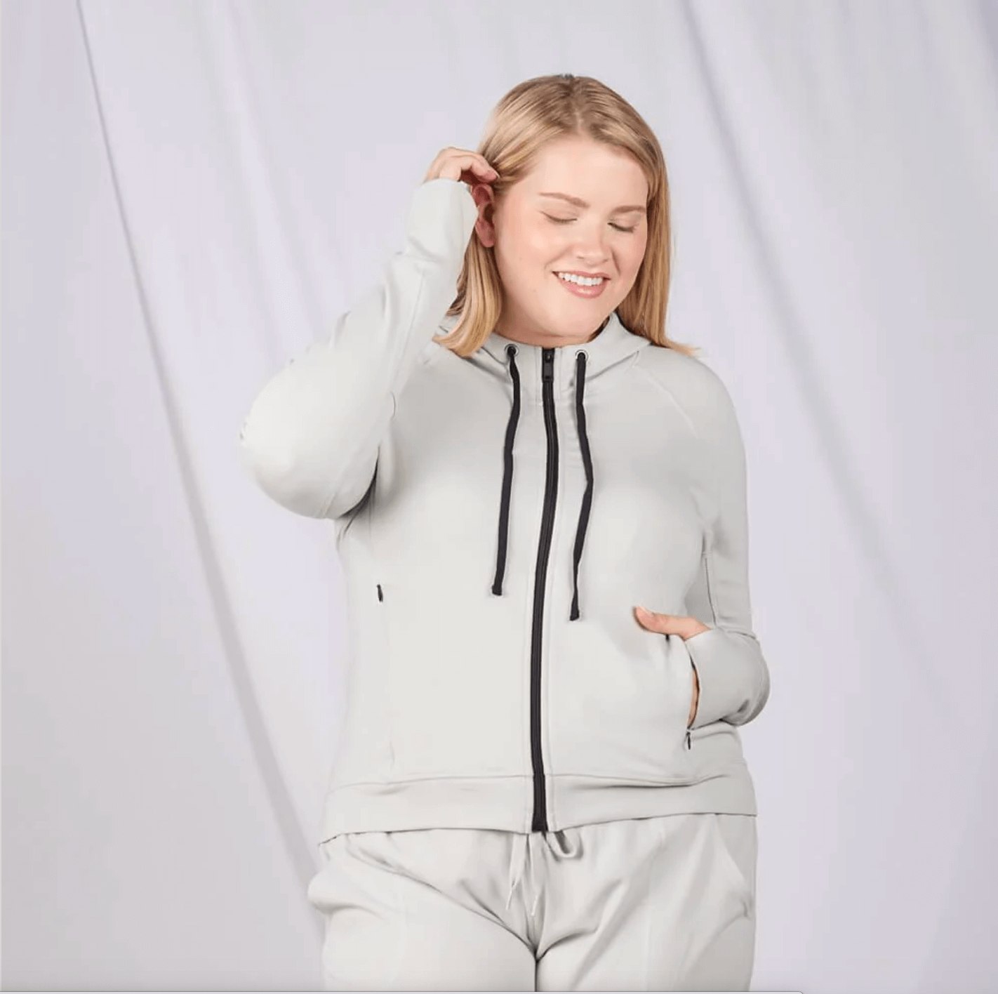 Bamboo Active Hoodie - Fog | Sudha's Emporium