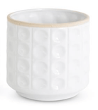 White Ceramic Reverse Hobnail Pot - Classic Textured Planters