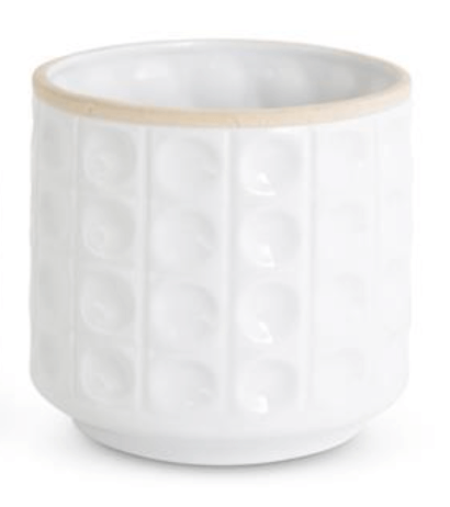 White Ceramic Reverse Hobnail Pot - Classic Textured Planters