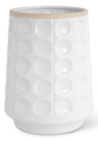 White Ceramic Reverse Hobnail Pot - Classic Textured Planters