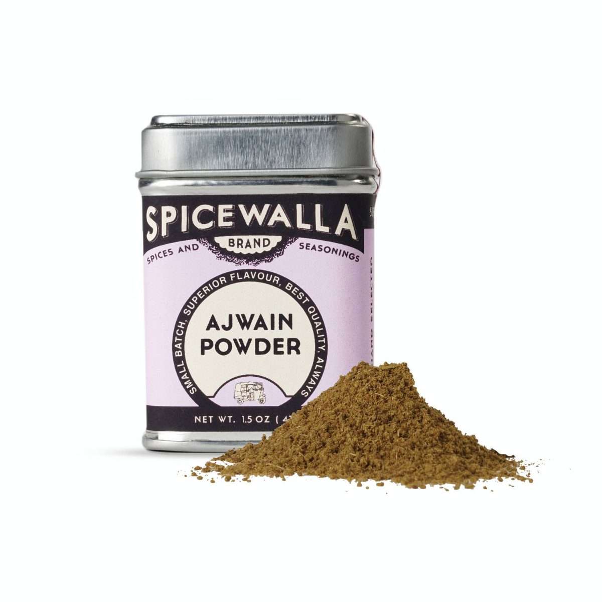 Spicewalla Ajwain powder in a small tin.