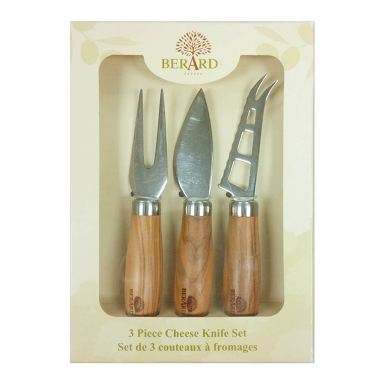 Berard Olive Wood 3PC Cheese Set | Sudha's Emporium