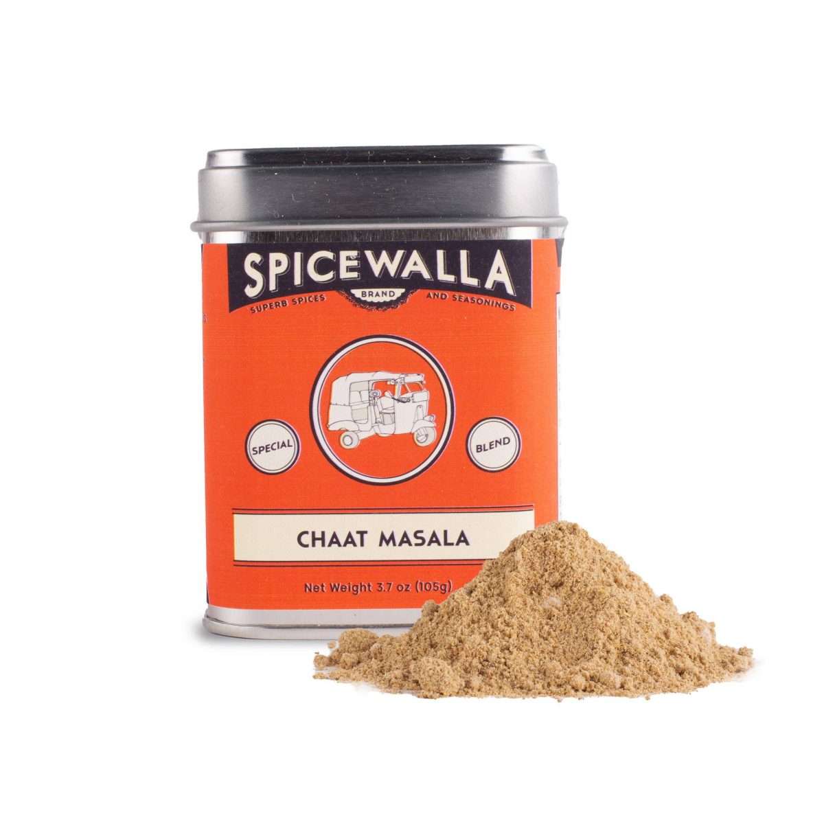 Spicewalla Chaat masala in a large tin