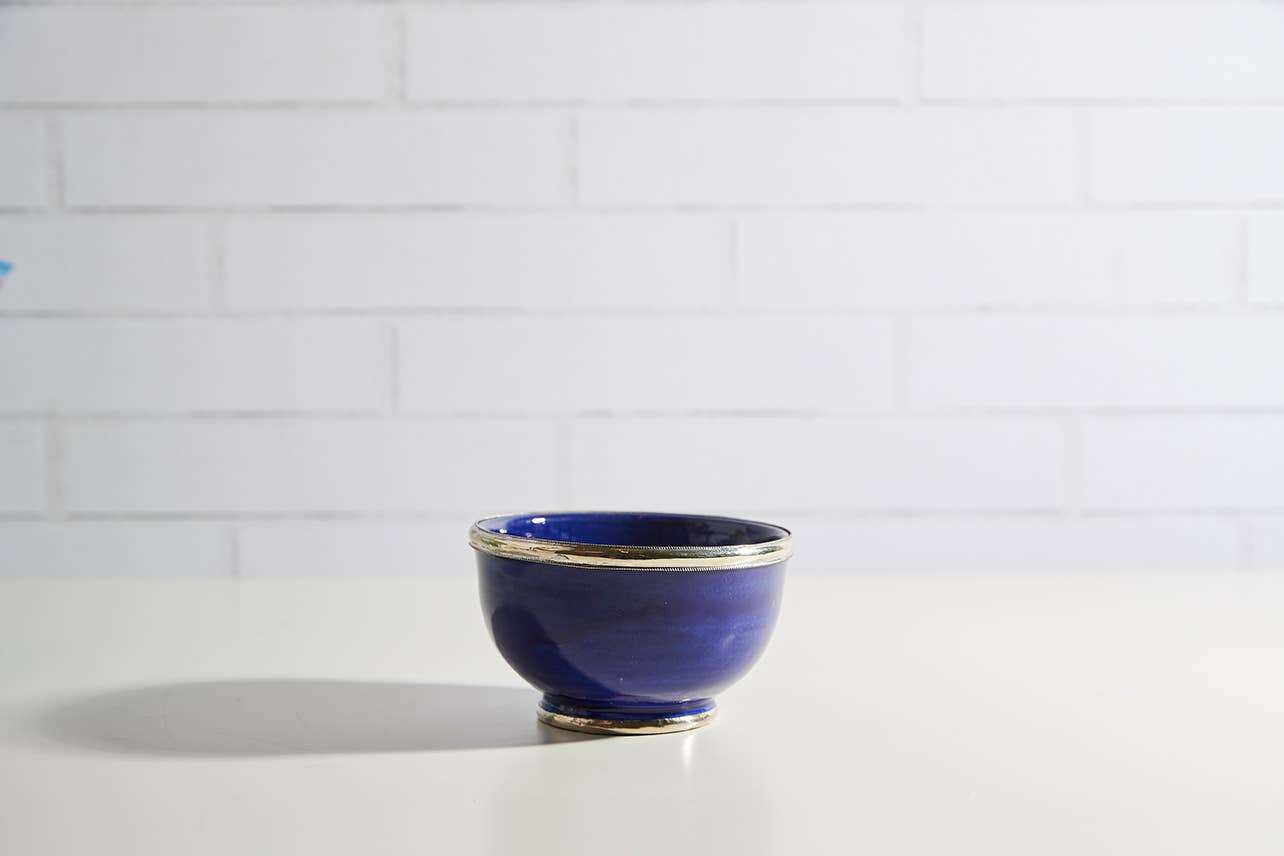 Moroccan Glazed Bowls with Berbe Silver Trim | Sudha's Emporium