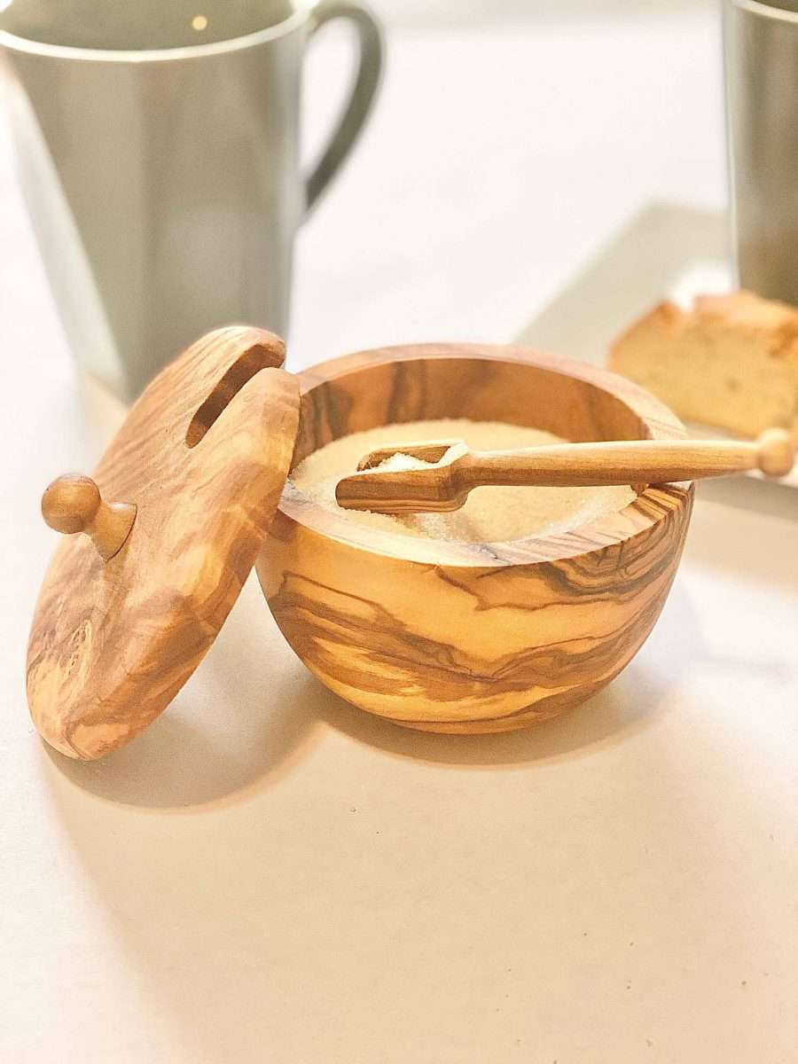 Olive Wood Sugar Bowl | Sudha's Emporium