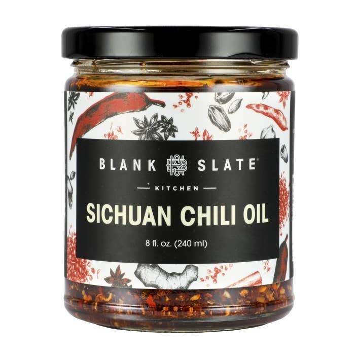 Blank Slate Sichuan Chili Oil in a glass jar.
