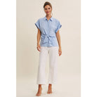 Knotted Blouse Top - Styled with White Denim | Brunch Outfit