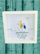 Grandchildren Fill a Place in Your Heart - 6x6 Framed Sea Glass Art | Front View