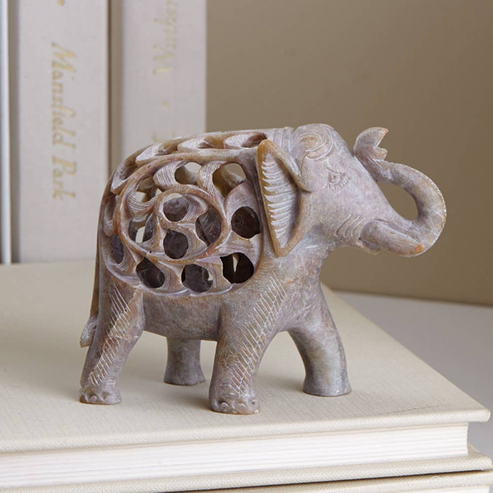 Double-Carved Gorara Elephant | Sudha's Emporium