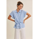 Knotted Blouse Top - Side View | Front Knot Detail