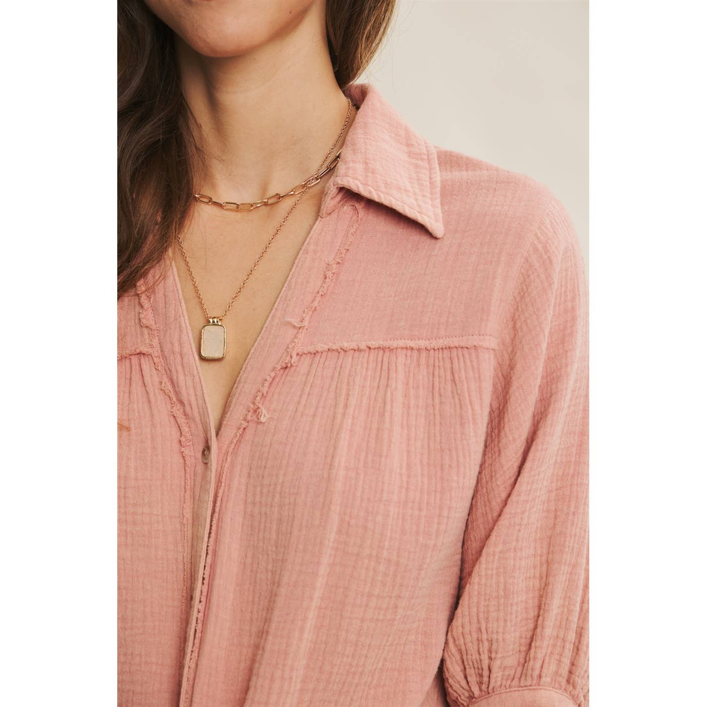 Cotton Gauze Shirt - Full Length View | Mineral Wash Finish