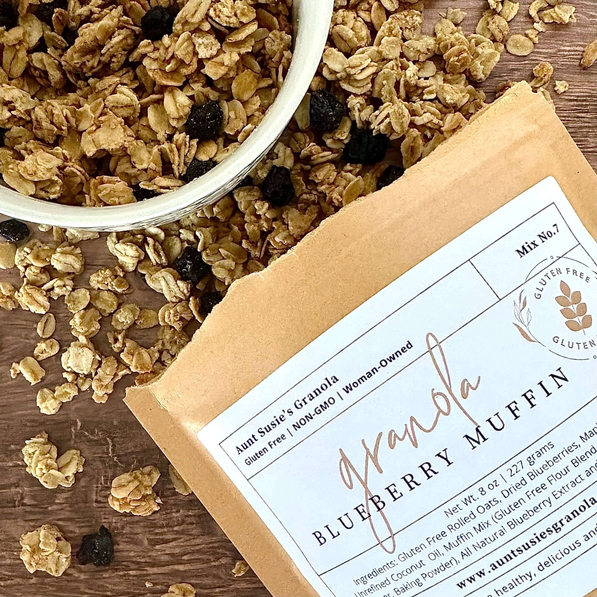 Another view of Blueberry Muffin Granola by Aunt Susie's Granola – a gluten-free, healthy breakfast