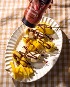 Fruit drizzled in Chocolate Sesame Sauce by Seed + Mill – vegan, nut-free, low-sugar