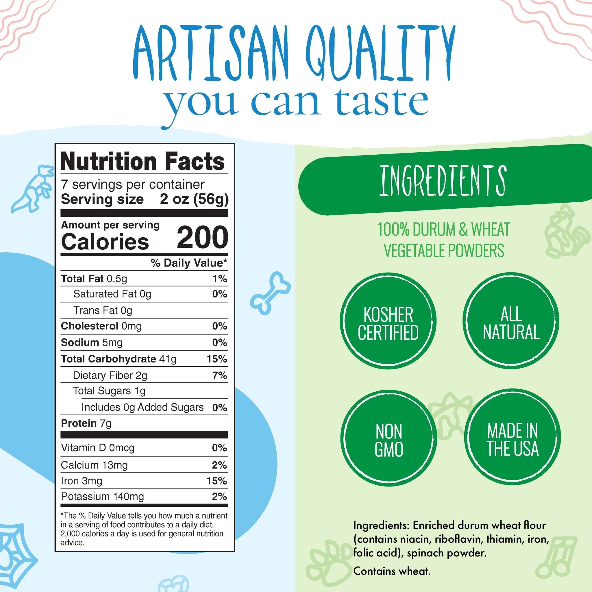 Nutrition Facts and Ingredients Label for Pastabilities Christmas Tree Pasta