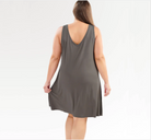 Another view of Earl Grey Bamboo V-Neck Nightshirt in size large