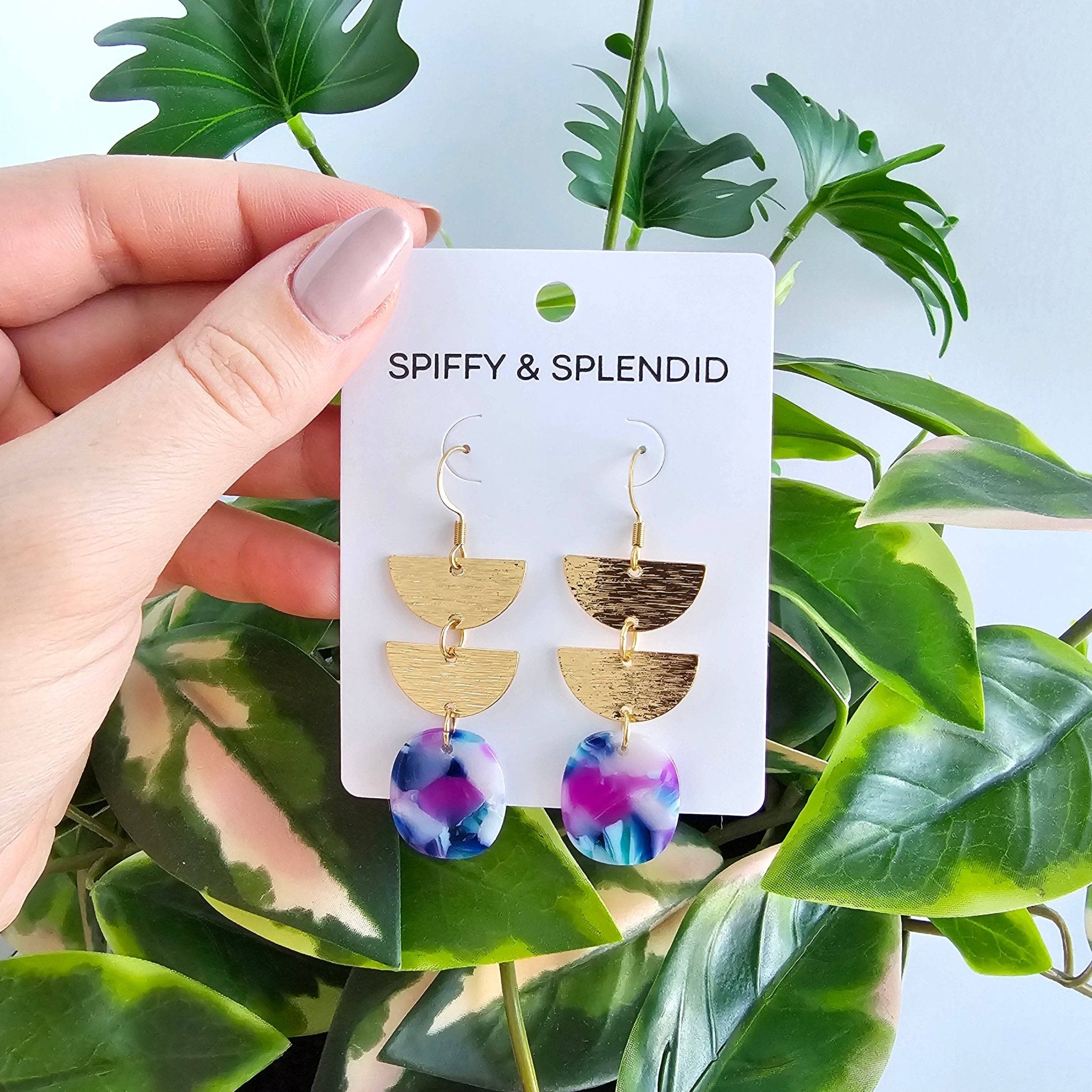 Elena Earrings by Spiffy & Splendid – Purple Statement Earrings