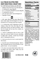 Nutrition label for Gluten-Free Deep Dish Pizza Crust Mix by LillyBean Baking – vegan, allergen-free