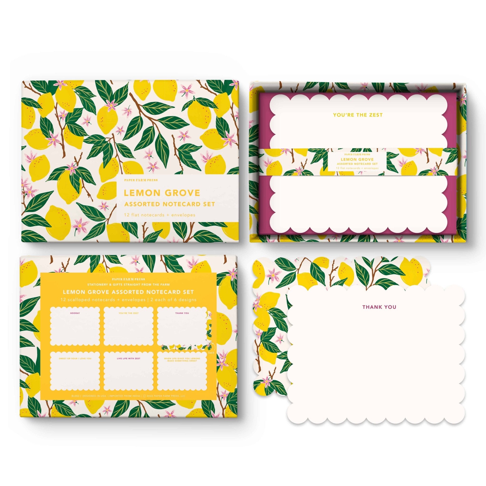 Alternate View of Lemon Notecard Set by Paper Farm Press