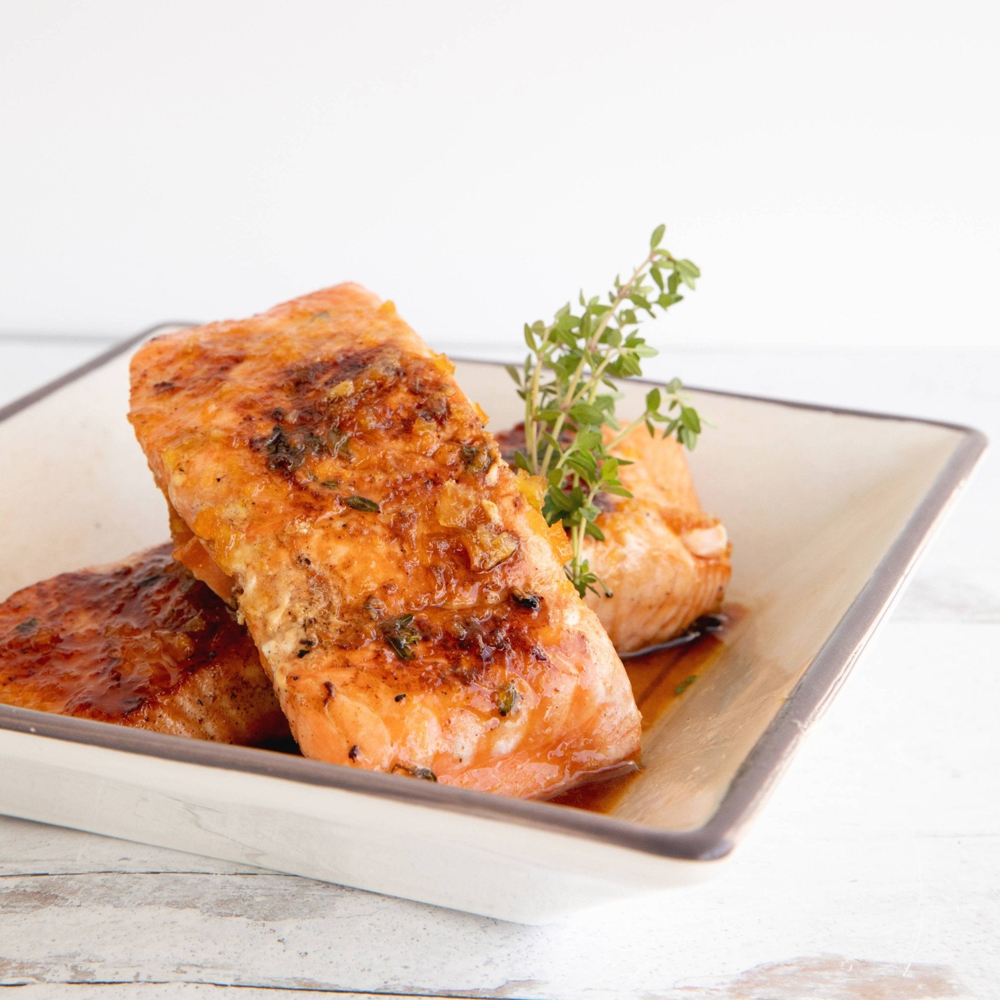 Fish drizzled with a sauce made with Meyer Lemon Marmalade by Blake Hill Preserves – a gourmet citrus preserve