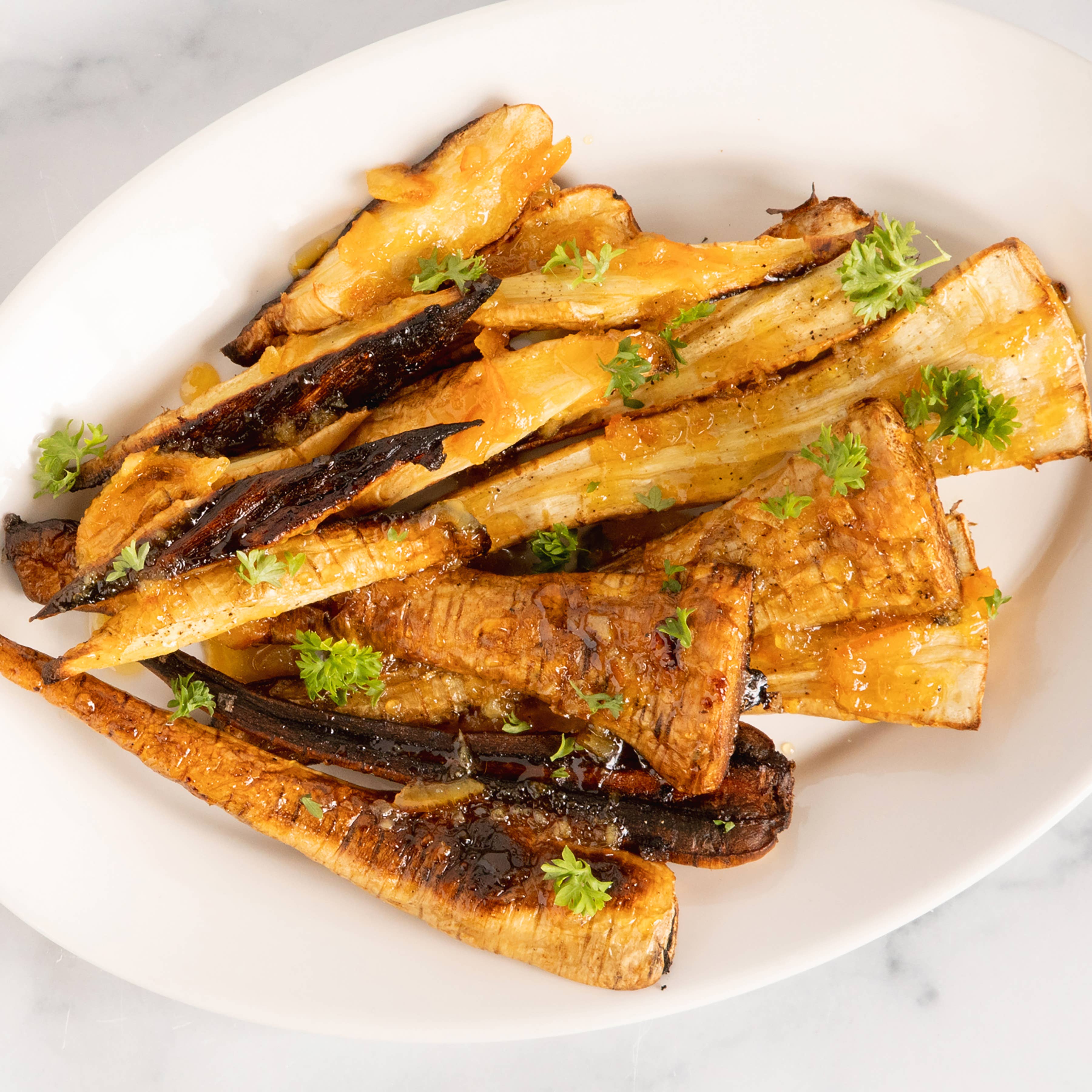 Veggies glazed with Meyer Lemon Marmalade by Blake Hill Preserves – a gourmet citrus preserve