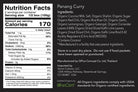 Nutrition and Ingredient Label for Organic Panang Curry Cooking Kit by Verve Culture  – organic, vegan, and gluten-free