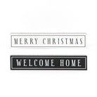 Reversible Christmas Sign with 'Merry Christmas' and 'Welcome Home' text on a white background.