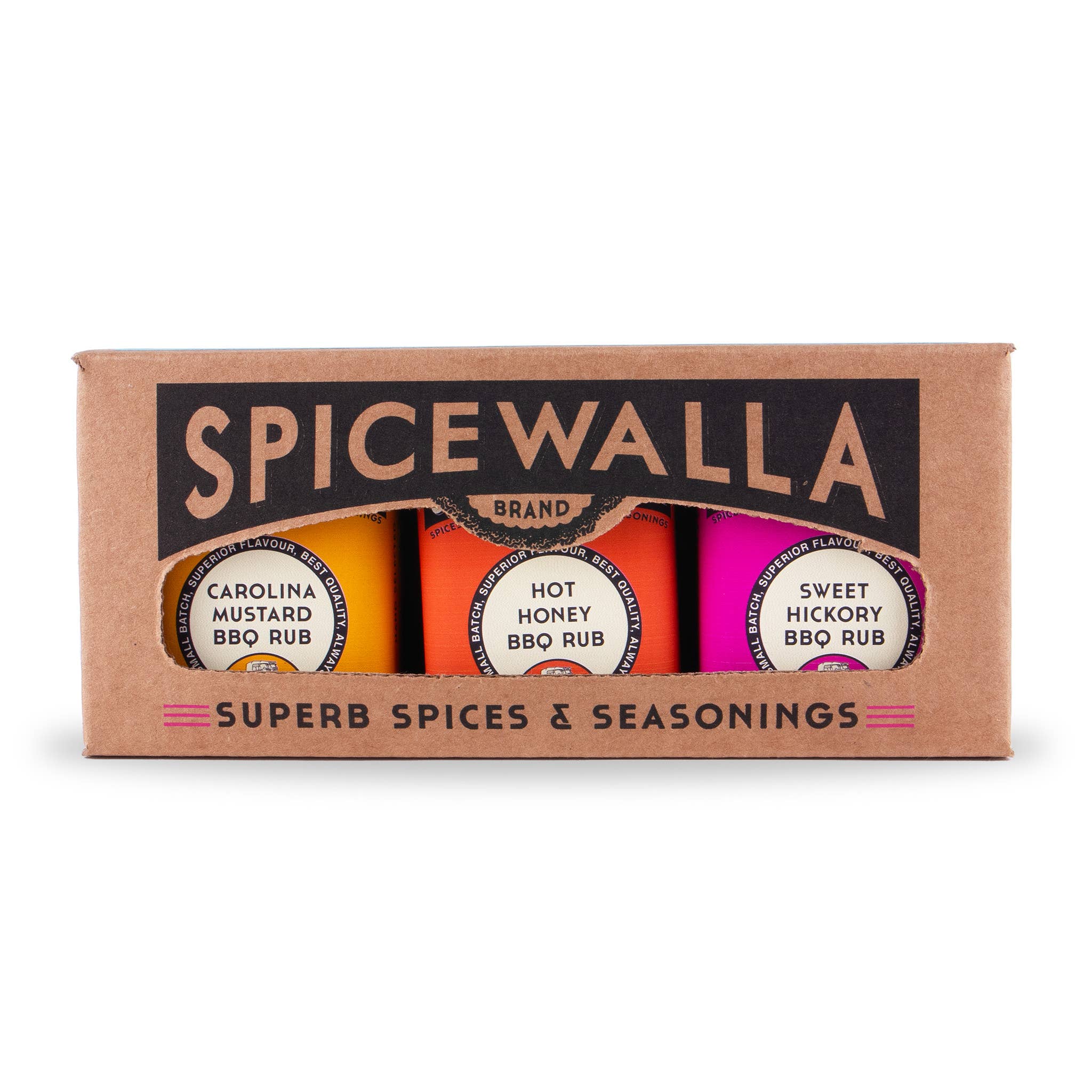 Spicewalla BBQ rub gift set with Carolina Mustard, Hot Honey, and Sweet Hickory seasonings