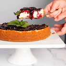 Chessecake drizzled with Strawberry Rhubarb Preserve by Blake Hill Preserves – a gourmet homemade preserve