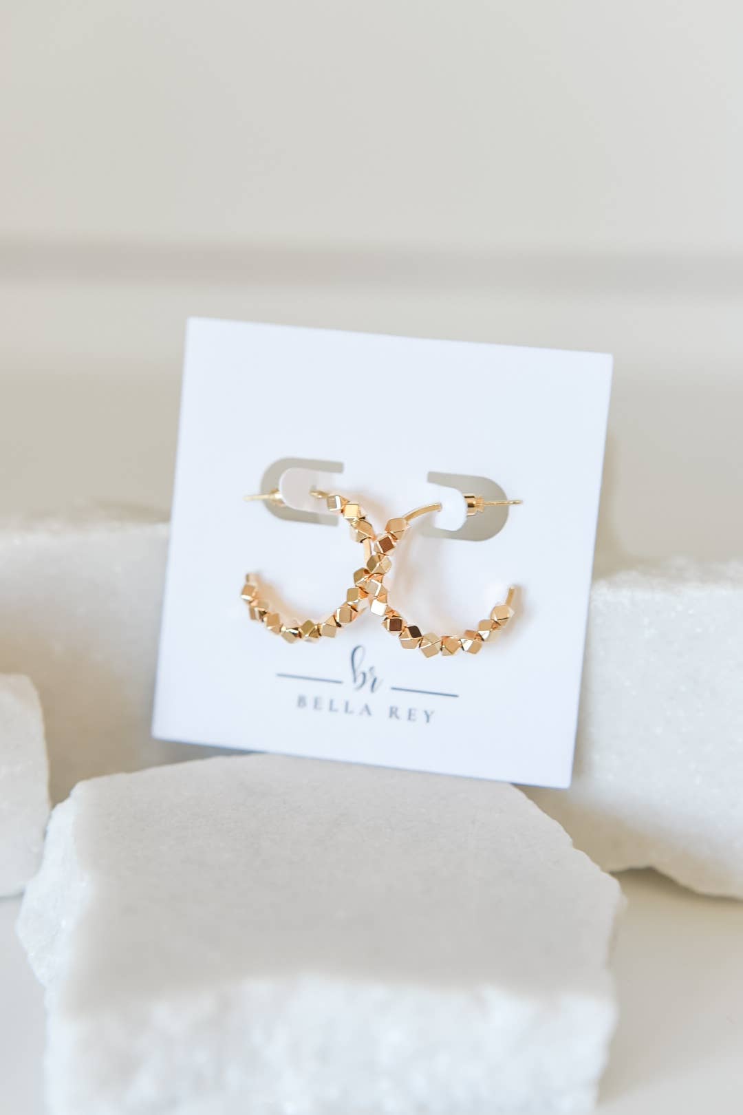 The Suri Earrings by Bella Rey Jewelry –18K Gold Plated Beaded Hoop Earrings