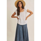 Ruffle Sleeve Tiered Top - Styled with Denim Skirt | Boho Outfit