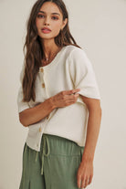 Weekend Coffee Cotton Knit Cardigan - Open Cardigan Style | Wooden Buttons