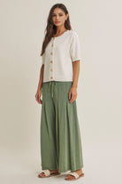Cotton Knit Cardigan - Full Length View | Short Sleeve Knit
