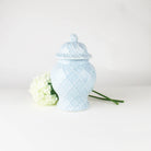 Small Light Blue Textured Ginger Jar by 8 Oak Lane. 