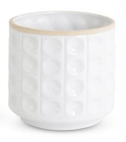 White Ceramic Reverse Hobnail Pot | Sudha's Emporium