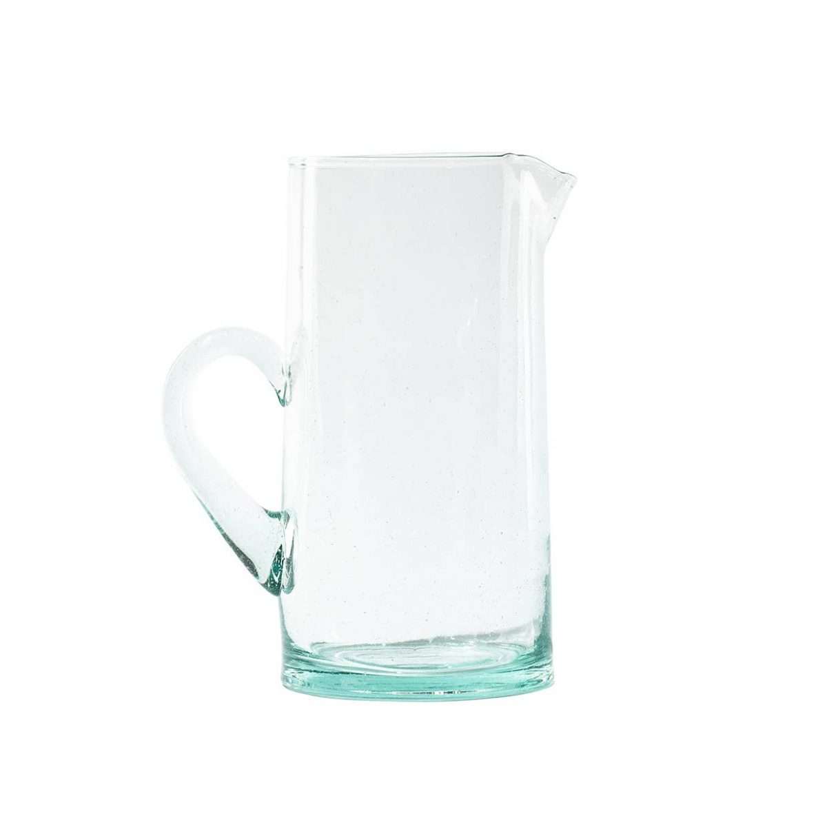 Moroccan Hand Blown Pitcher - Recycled Glass Boho-Modern Accent