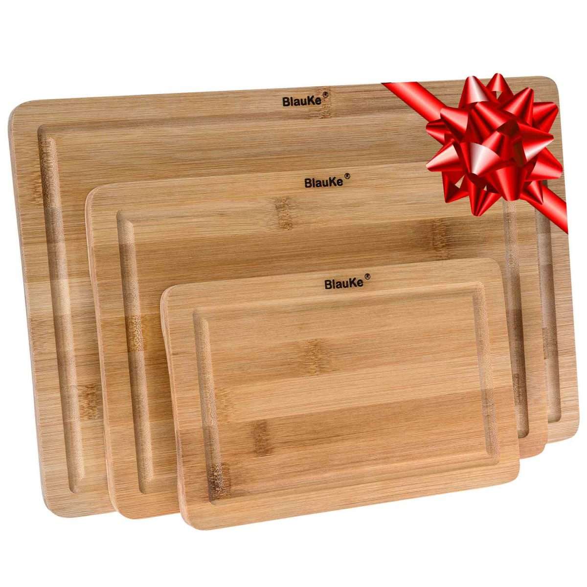 Bamboo Cutting Boards for Kitchen [Set of 3] Wood Cutting Board for  Chopping Meat, Vegetables, Fruits, Cheese, Knife Friendly Serving Tray with