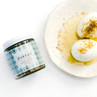 Villa Jerda Dukkah spices sprinkled on top of hardboiled eggs.