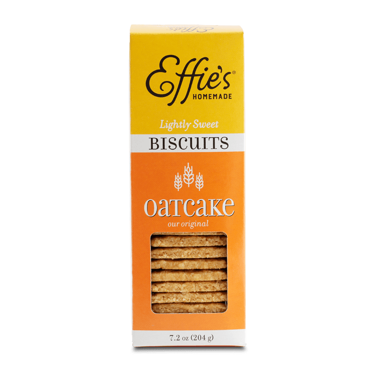Oatcake biscuits inside a Effie Homemade box.