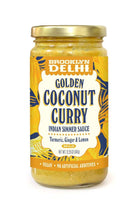 Brooklyn Delhi Vegan Golden Coconut Curry in a glass jar. 