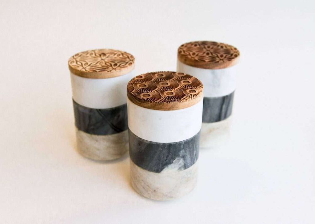 Marble and Wood Spice Decanter | Sudha’s Emporium Gourmet, Gifts & Décor | Corning, NY