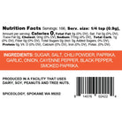 Nutrition facts and ingredients used in Spiceology Nashville Hot Chicken Rub.